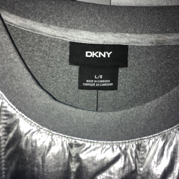New with tags DKNY Mens Silver pullover crew neck Shirt top Size Large - Picture 2 of 11